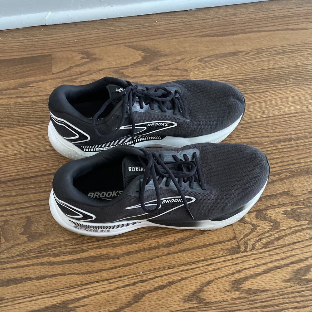 Brooks Glycerin GTS 21 Men Running Shoes Black White 1104202E090 Wide 2E Size 13